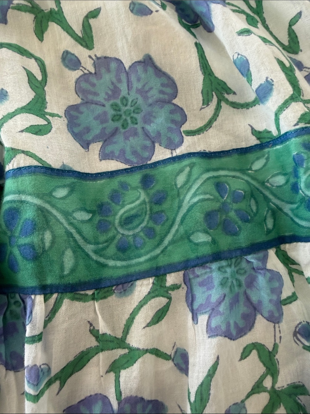 Oliphant V-Neck Cuffed Maxi Poppy Blue Maxi Dress Size XXS Cotton Made in India - Picture 9 of 9